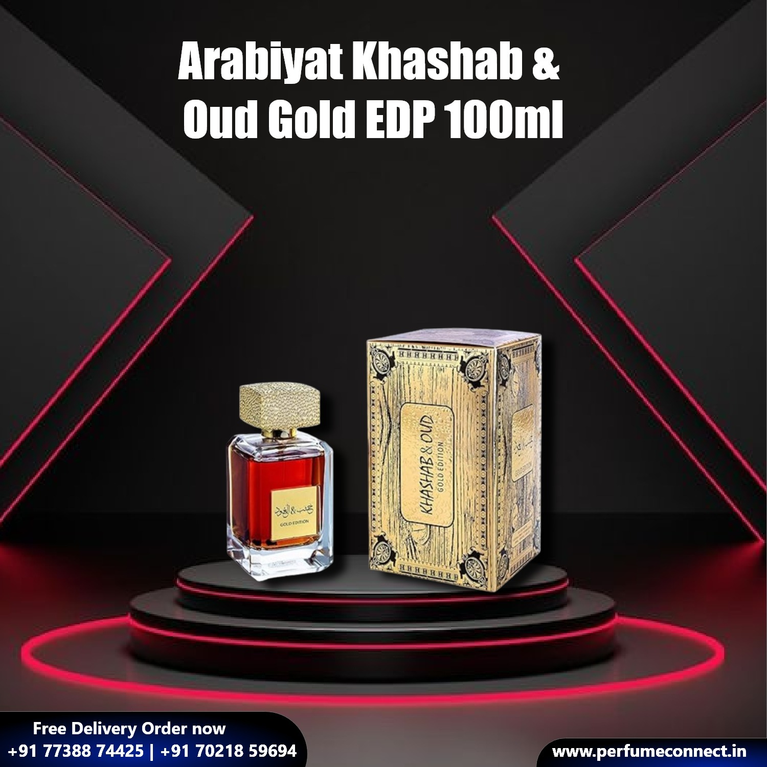 Welcome to Perfume Connect, your ultimate destination for exquisite fragrances. Introducing Arabiyat Khashab & Oud Gold Eau de 100ml, a luxurious scent that captivates the senses.