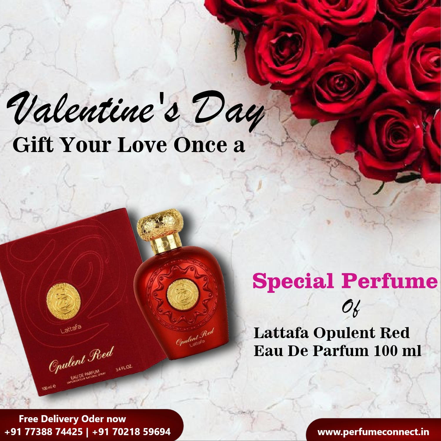 🌹 This Valentine's Day, give the gift of enchanting fragrance with Lattafa Opulent Red Eau De Parfum from Perfume Connect! ❤️✨